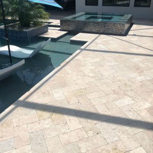 Ivory 51 Ivory 6x12 Travertine paver Outside Project Pic