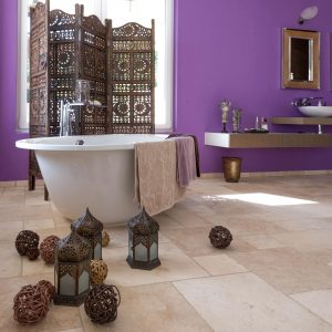 Home 25 Ivory French Pattern Tile Bathroom Floor Design pic