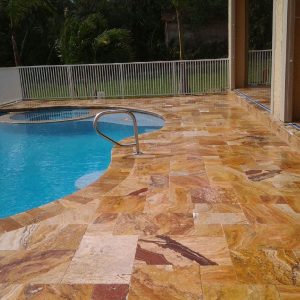 Autumn Blend 14 Valencia Travertine French Pattern Paver Outdoor Poolside Floor Pic