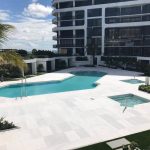 Ice White French Pattern Marble Paver 6 Ice-White-Sand-Blasted-Floor-Poolside-Project-Jobside-Pic