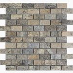 Silver 1"x2" Travertine Mosaic 1 1×2-Silver-Tumbled-Travertine-Mosaic